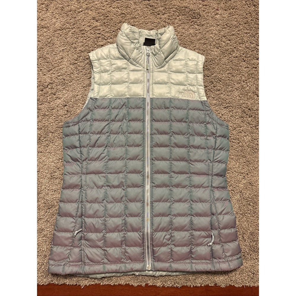 The North Face Two Tone Vest Womens Small Quilted Thermoball Puffer Glossy RARE